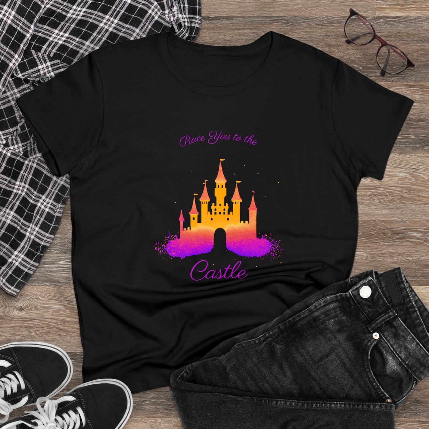 Race You to the Castle (Sunrise) - Women's Midweight Cotton Tee