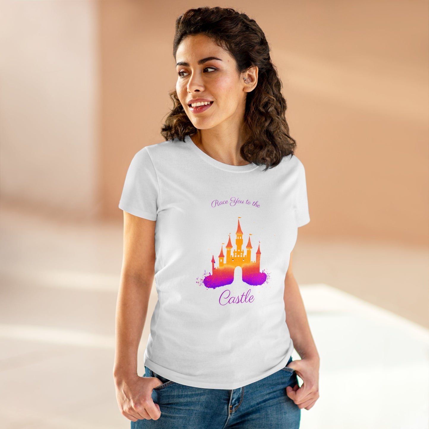 Race You to the Castle (Sunrise) - Women's Midweight Cotton Tee