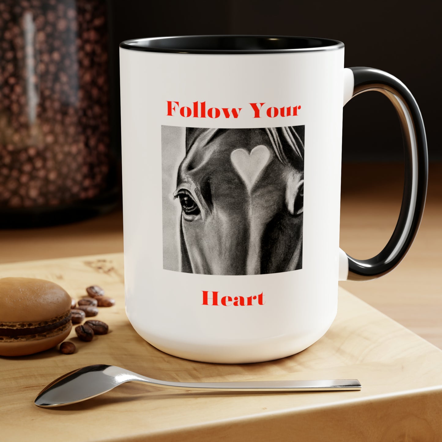 Follow Your Heart - Two-Tone Coffee Mugs, 15oz