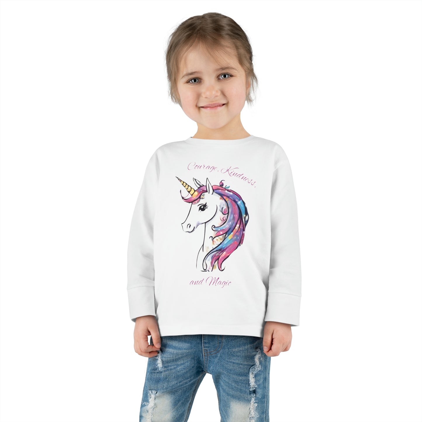 Unicorn (Courage, Kindness, and Magic) - Toddler Long Sleeve Tee