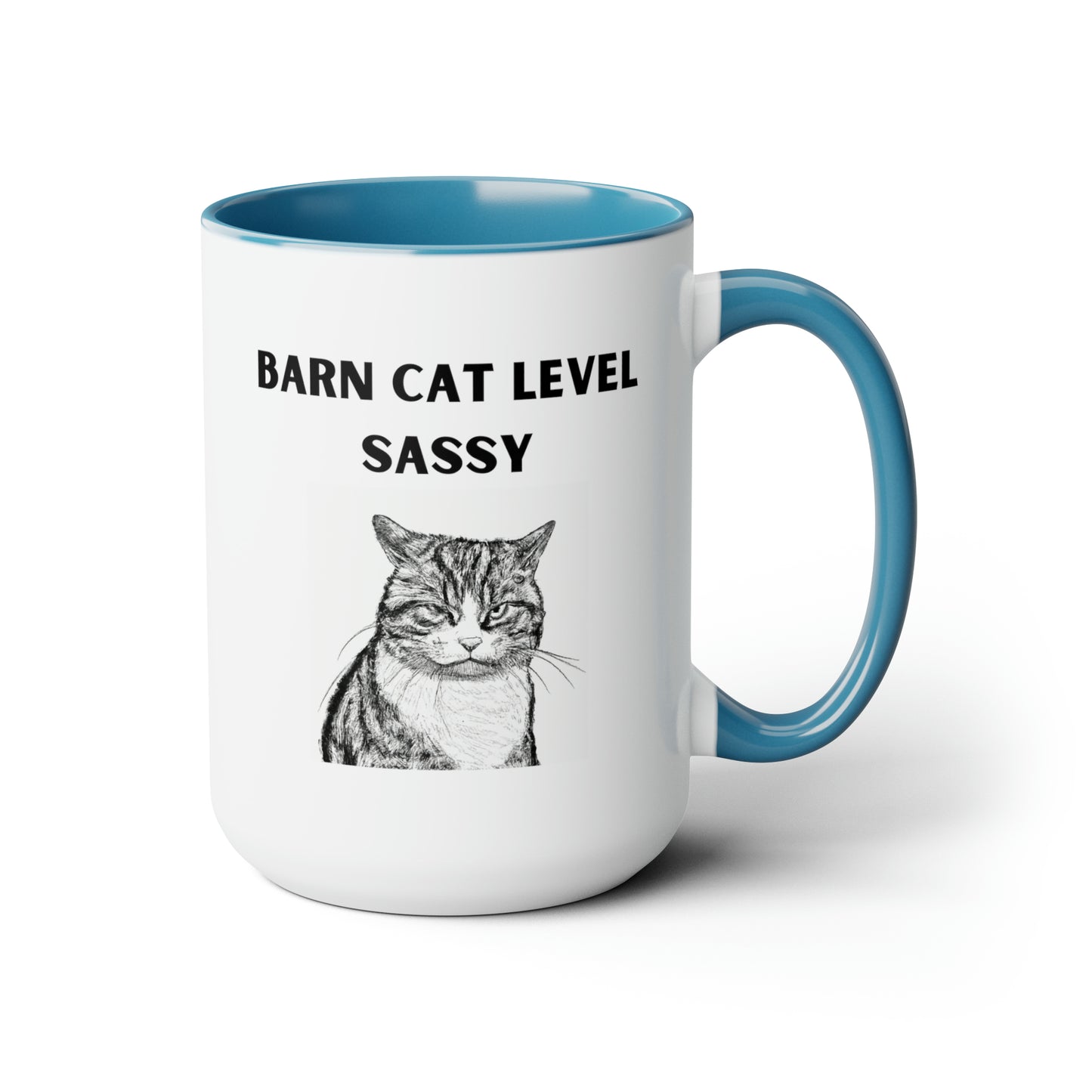 Barn Cat Level Sassy - Two-Tone Coffee Mugs, 15oz