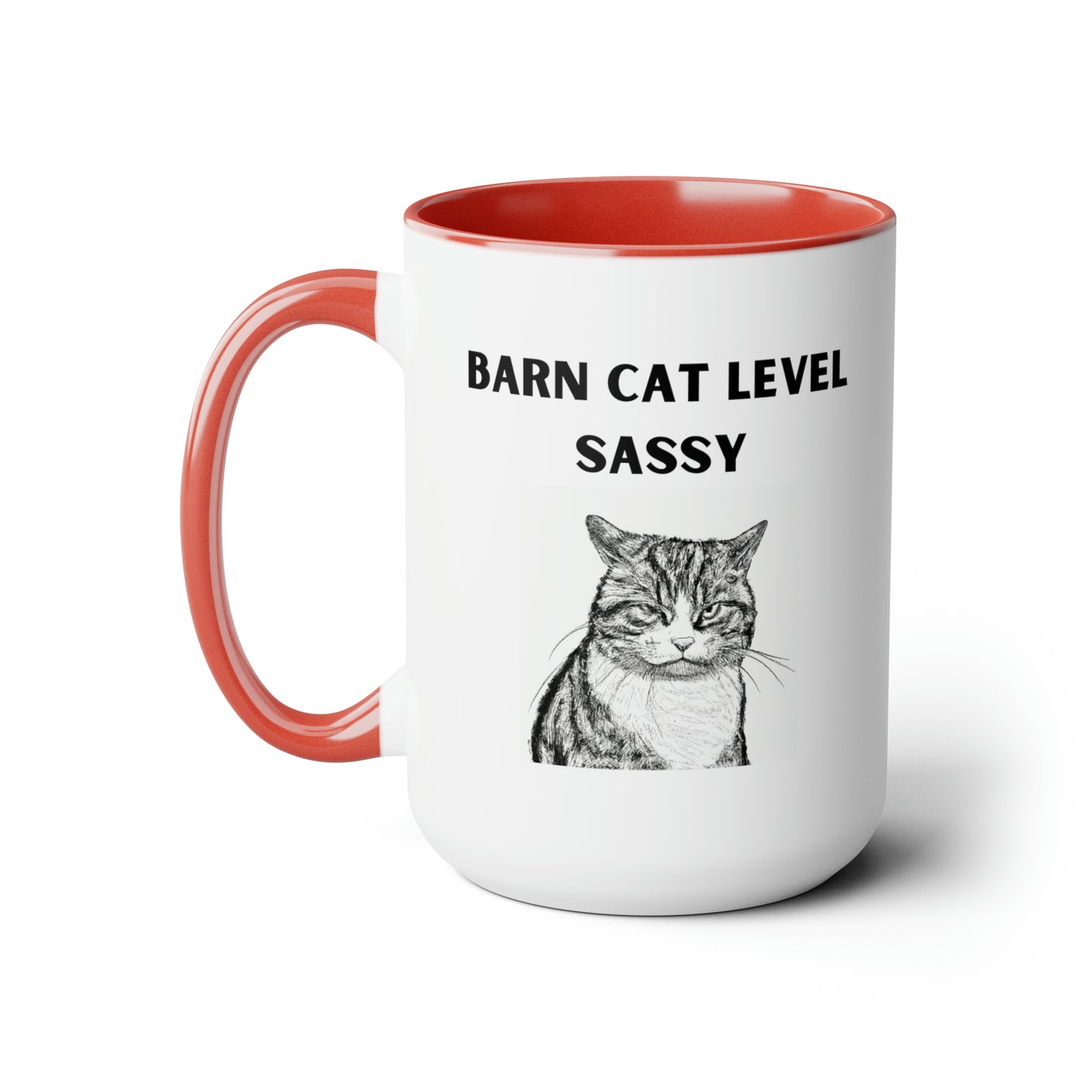 Barn Cat Level Sassy - Two-Tone Coffee Mugs, 15oz