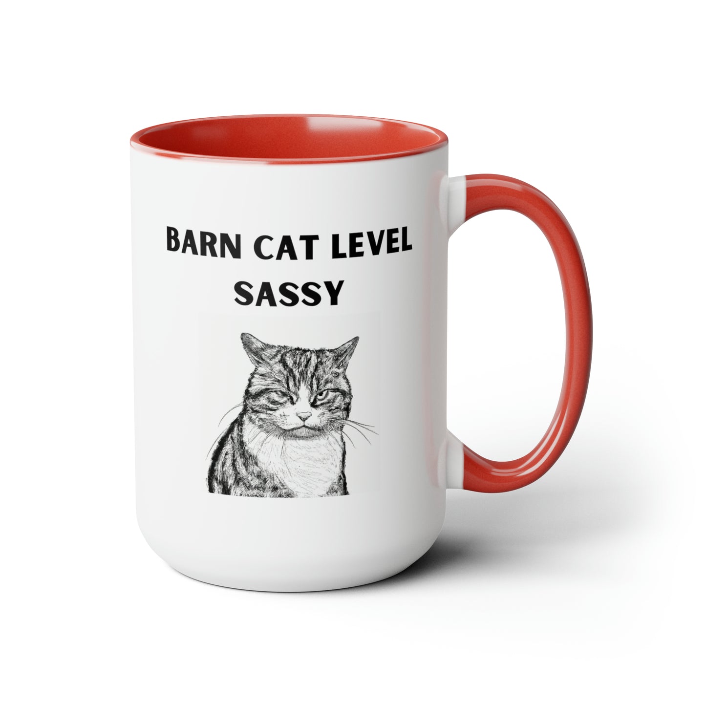 Barn Cat Level Sassy - Two-Tone Coffee Mugs, 15oz