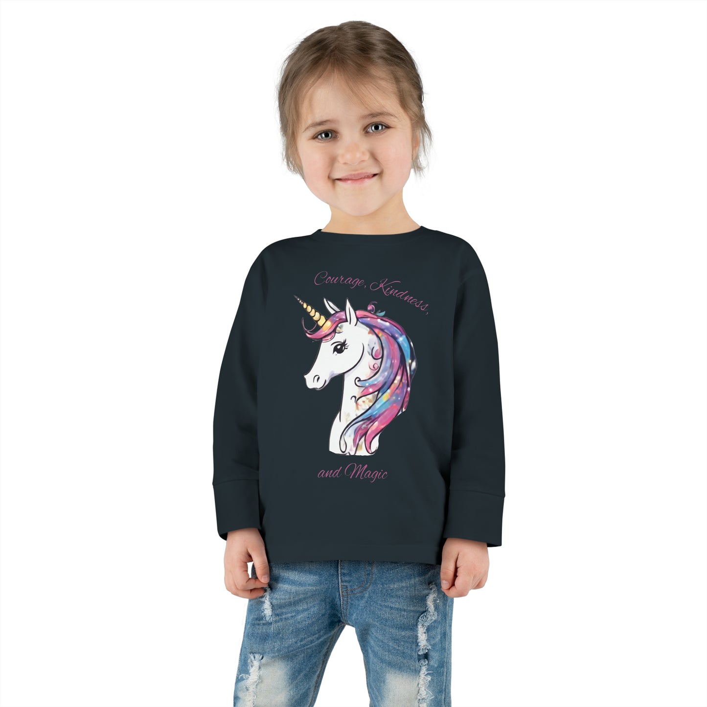 Unicorn (Courage, Kindness, and Magic) - Toddler Long Sleeve Tee