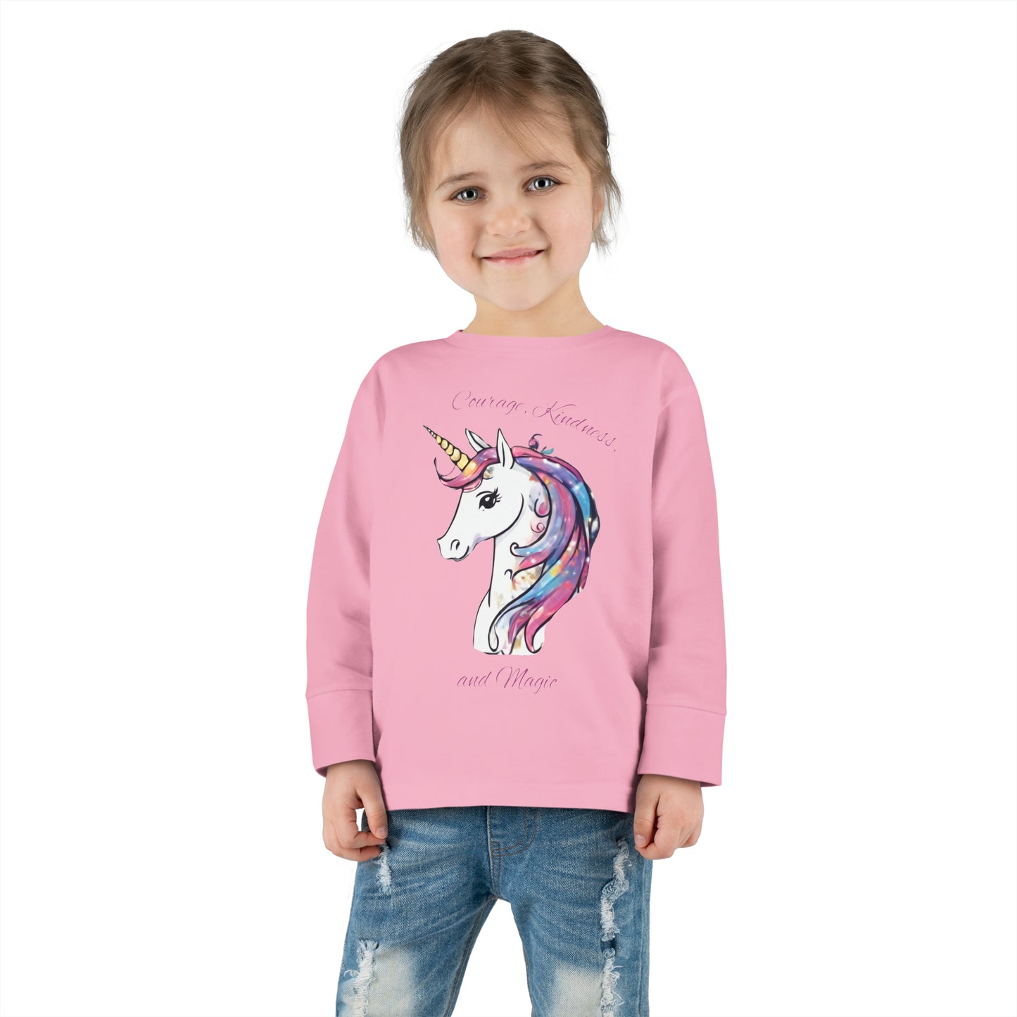 Unicorn (Courage, Kindness, and Magic) - Toddler Long Sleeve Tee