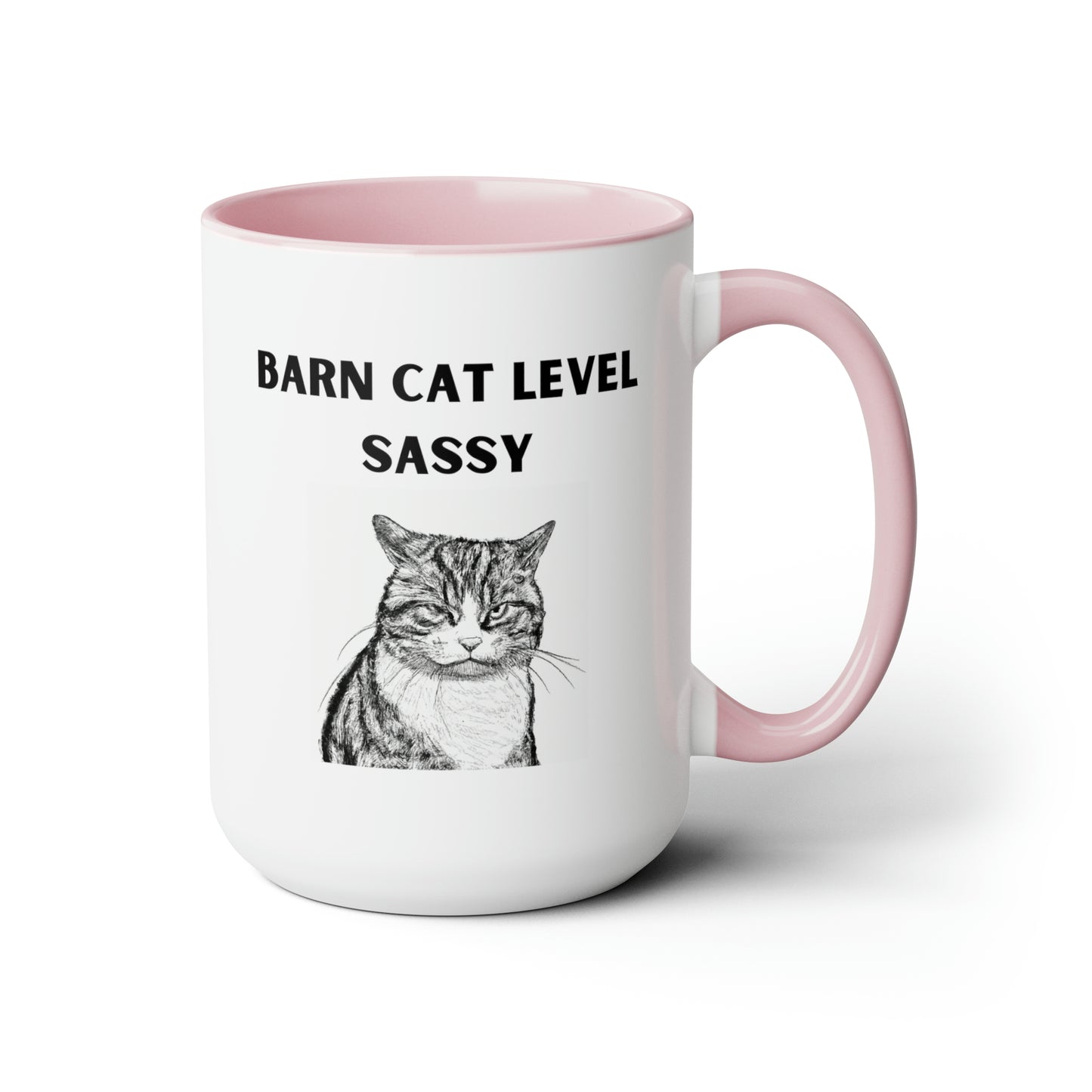 Barn Cat Level Sassy - Two-Tone Coffee Mugs, 15oz