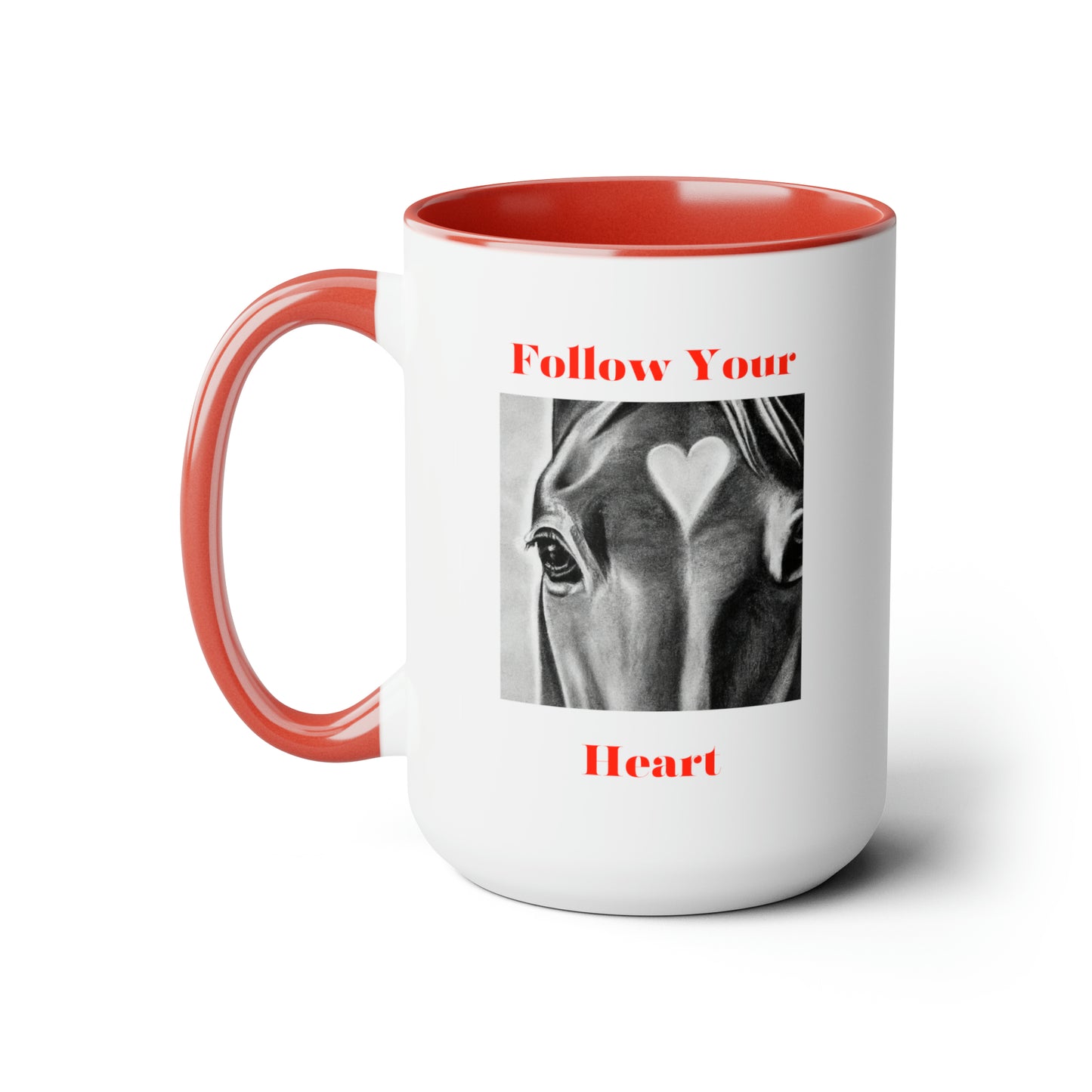 Follow Your Heart - Two-Tone Coffee Mugs, 15oz