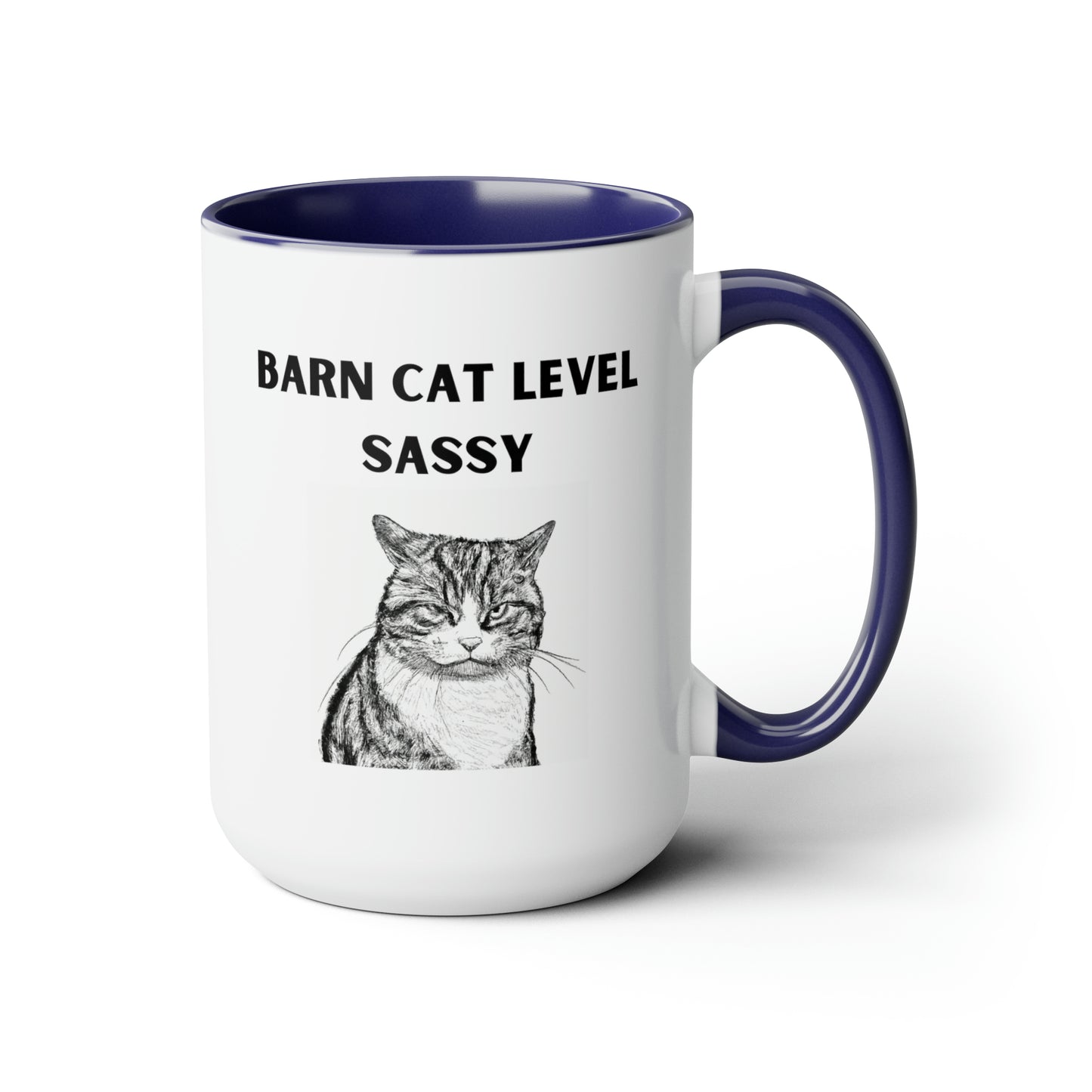 Barn Cat Level Sassy - Two-Tone Coffee Mugs, 15oz