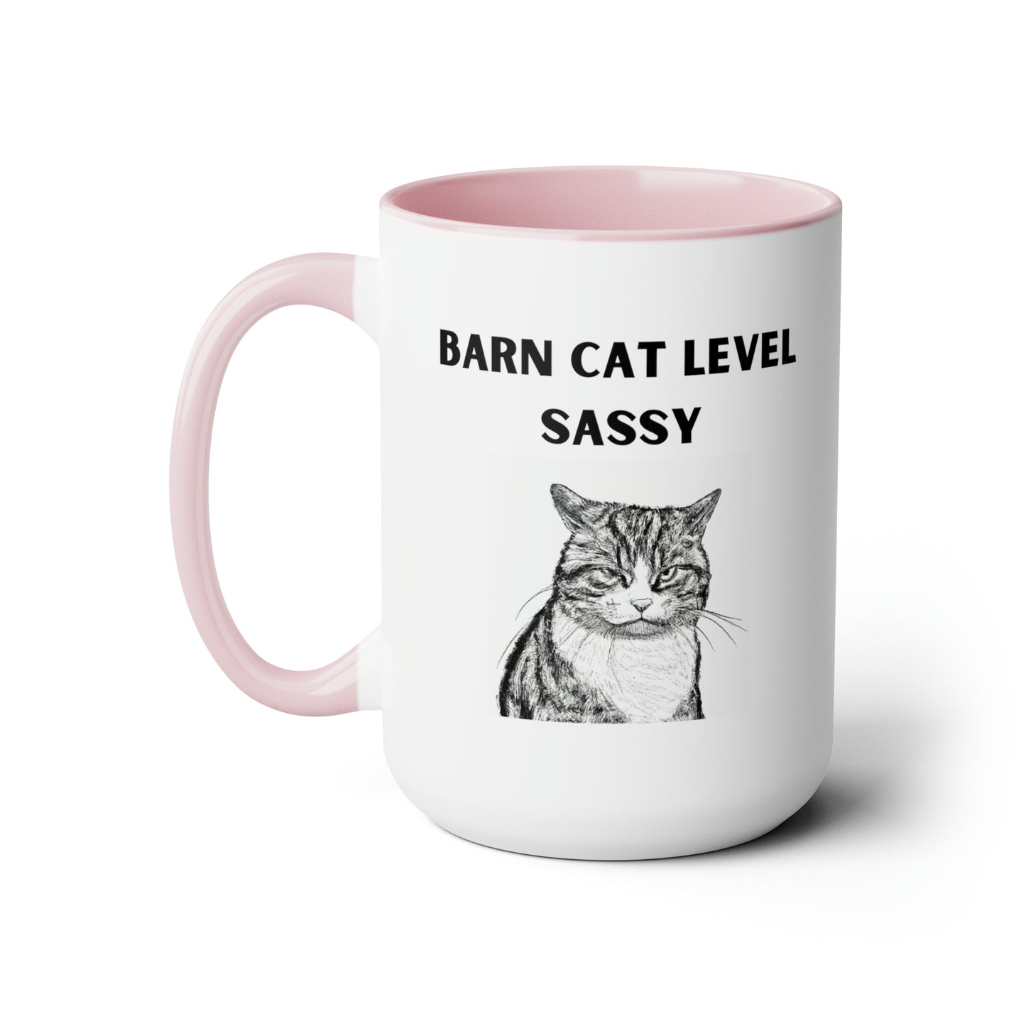 Barn Cat Level Sassy - Two-Tone Coffee Mugs, 15oz