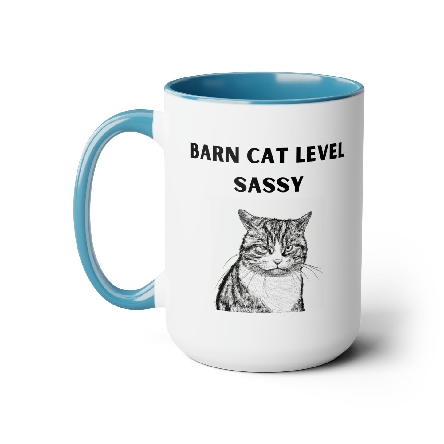 Barn Cat Level Sassy - Two-Tone Coffee Mugs, 15oz