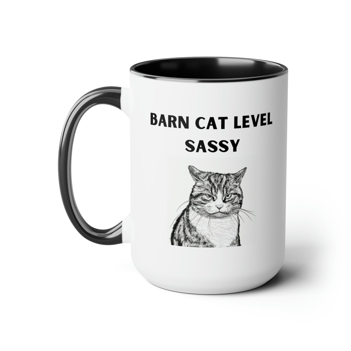 Barn Cat Level Sassy - Two-Tone Coffee Mugs, 15oz